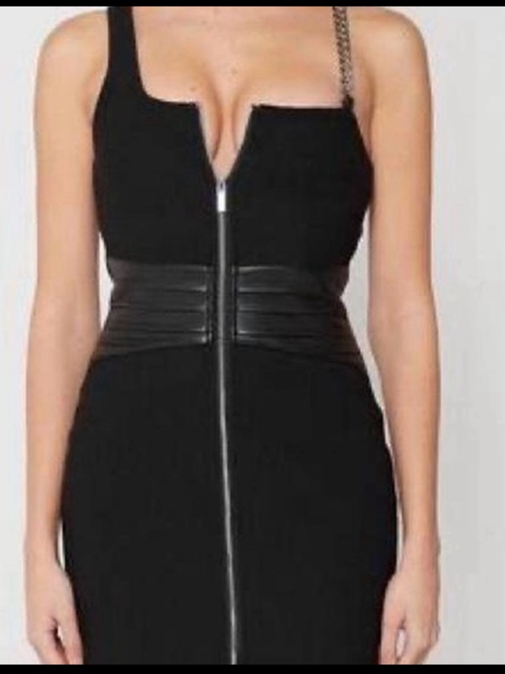Manière De Voir Black One-Shoulder Bodycon Dress with Zip Front